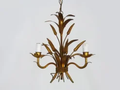 Pamono Vintage Wheat Ear Chandelier in Gilt Metal from Masca, 1970s><noscript><img width=