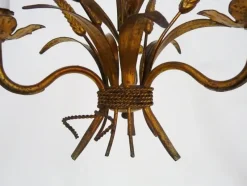 Pamono Vintage Wheat Ear Chandelier in Gilt Metal from Masca, 1970s><noscript><img width=