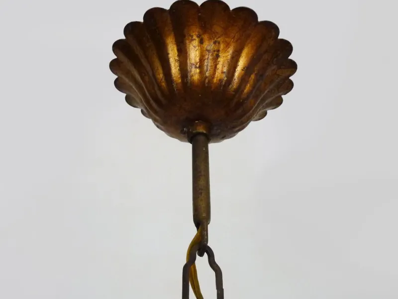 Pamono Vintage Wheat Ear Chandelier in Gilt Metal from Masca, 1970s> Ceiling Lights