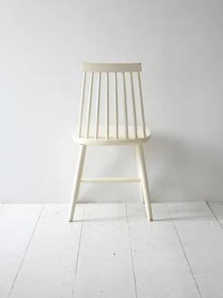 Pamono Vintage White Pinstolar Chairs, 1960s, Set of 6><noscript><img width=