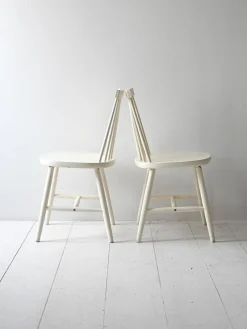 Pamono Vintage White Pinstolar Chairs, 1960s, Set of 6><noscript><img width=