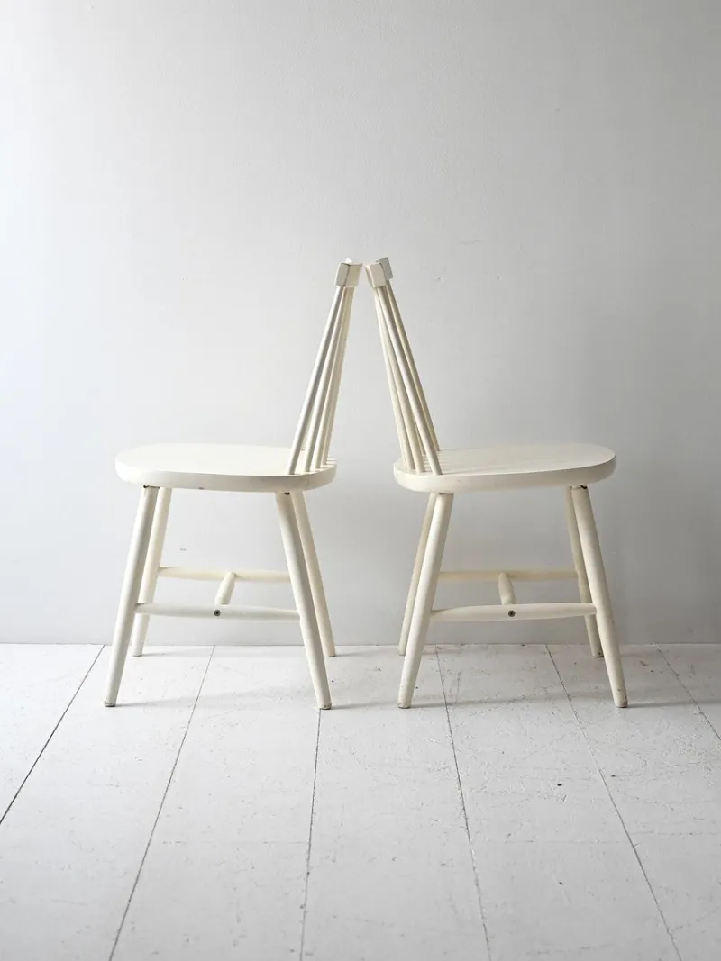 Pamono Vintage White Pinstolar Chairs, 1960s, Set of 6> Garden Seating