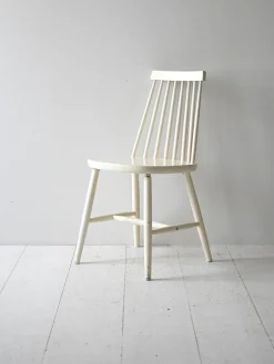 Pamono Vintage White Pinstolar Chairs, 1960s, Set of 6><noscript><img width=