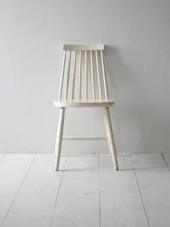 Pamono Vintage White Pinstolar Chairs, 1960s, Set of 6><noscript><img width=