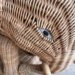 Pamono Vintage Wicker & Rattan Elephant Pedestal in the style of Vivai Del Sud, 1960s><noscript><img width=