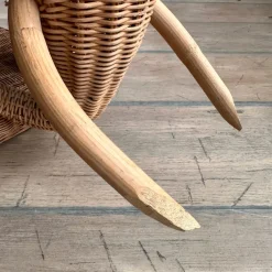 Pamono Vintage Wicker & Rattan Elephant Pedestal in the style of Vivai Del Sud, 1960s><noscript><img width=