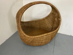 Pamono Vintage Wicker and Bamboo Basket Baby Bed attributed to Gebroeders Jonkers for Noordwolde, Netherlands, 1960s><noscript><img width=