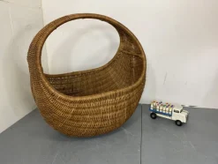 Pamono Vintage Wicker and Bamboo Basket Baby Bed attributed to Gebroeders Jonkers for Noordwolde, Netherlands, 1960s><noscript><img width=