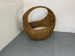 Pamono Vintage Wicker and Bamboo Basket Baby Bed attributed to Gebroeders Jonkers for Noordwolde, Netherlands, 1960s><noscript><img width=
