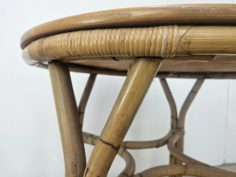 Pamono Vintage Wicker Outdoor Table and Chairs, 1970s, Set of 3> Garden Seating
