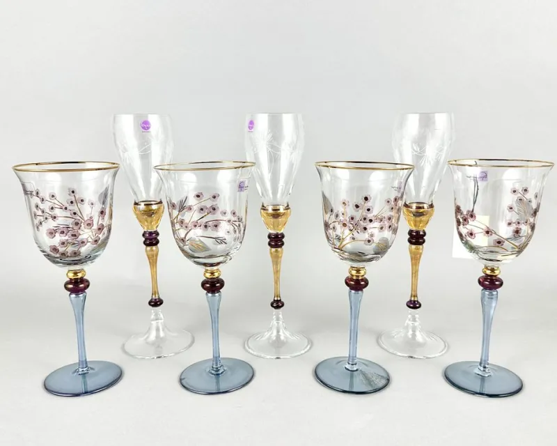 Online Pamono Vintage Wine Champagne Glasses, Vases and Decanter from Nagel, Germany, 1980s, Set of 18