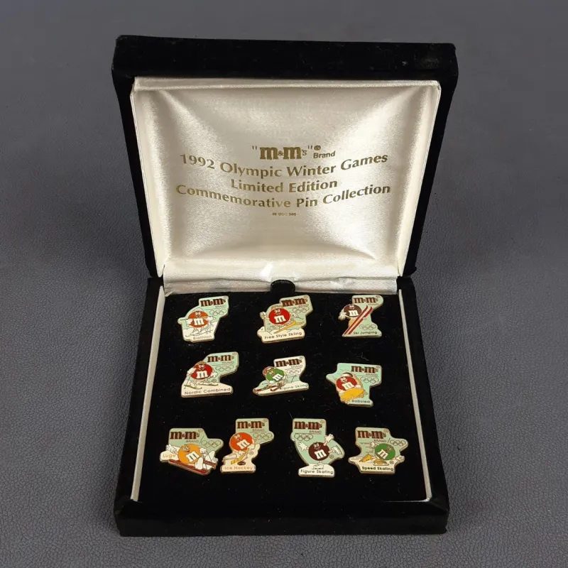 Sale Pamono Vintage Winter Olympic Games Pin Set Limited Edition N.10 from M&Ms, 1992, Set of 10