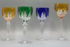 Pamono Vintage Wittwer Wine Glasses in Cobalt Emerald Amber, 1960s, Set of 4> Glassware