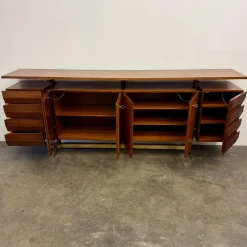 Pamono Vintage Wood and Brass Sideboard, 1950s><noscript><img width=