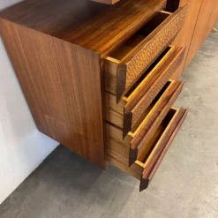 Pamono Vintage Wood and Brass Sideboard, 1950s><noscript><img width=