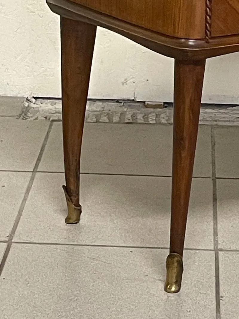 Pamono Vintage Wood and Glass Bedside Tables, 1950s, Set of 2> Nightstands