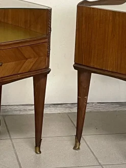 Pamono Vintage Wood and Glass Bedside Tables, 1950s, Set of 2><noscript><img width=