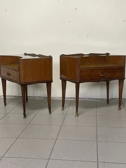 Pamono Vintage Wood and Glass Bedside Tables, 1950s, Set of 2><noscript><img width=