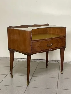 Pamono Vintage Wood and Glass Bedside Tables, 1950s, Set of 2><noscript><img width=