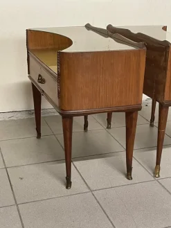 Pamono Vintage Wood and Glass Bedside Tables, 1950s, Set of 2><noscript><img width=