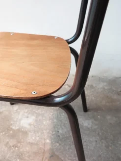 Discount Pamono Vintage Wood and Tubular Black School Chairs, Set of 4