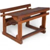 Pamono Vintage Wood School Desk with Double Seat