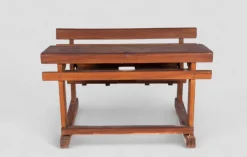Pamono Vintage Wood School Desk with Double Seat