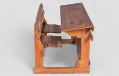 Pamono Vintage Wood School Desk with Double Seat