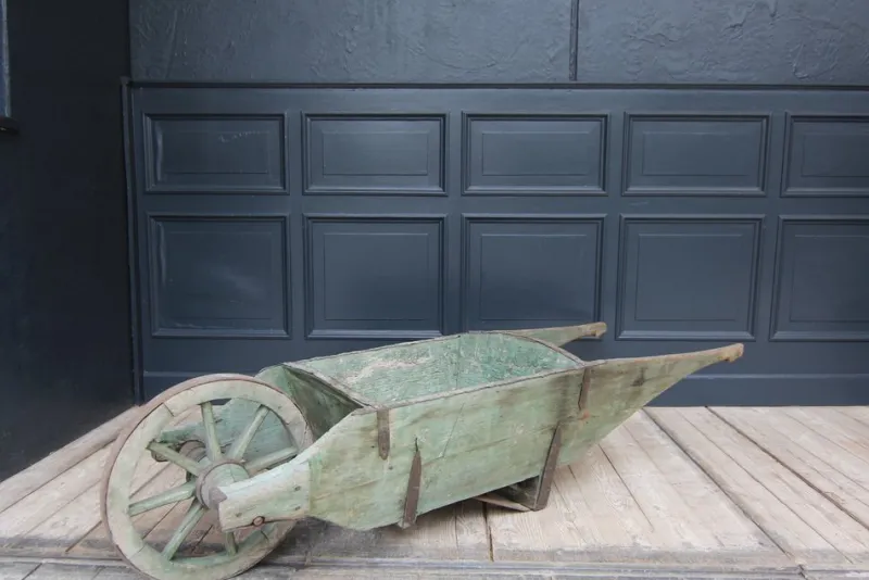 Pamono Vintage Wood Wheelbarrow, 1890s> Planters And Jardiniere