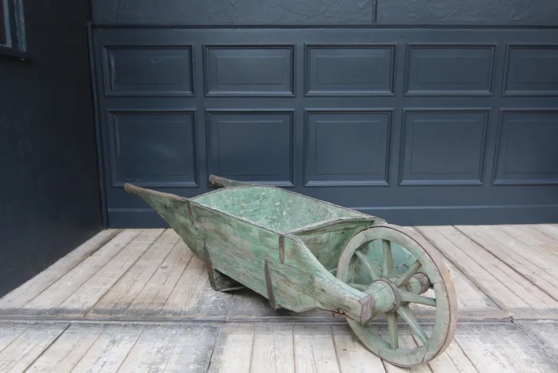 Pamono Vintage Wood Wheelbarrow, 1890s> Planters And Jardiniere