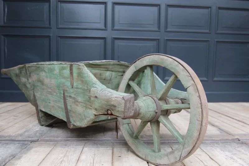 Pamono Vintage Wood Wheelbarrow, 1890s> Planters And Jardiniere