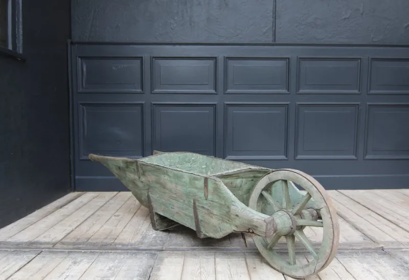 Pamono Vintage Wood Wheelbarrow, 1890s> Planters And Jardiniere