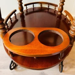 Pamono Vintage Wooden Carved Serving Trolley on Wheels, 1960s><noscript><img width=