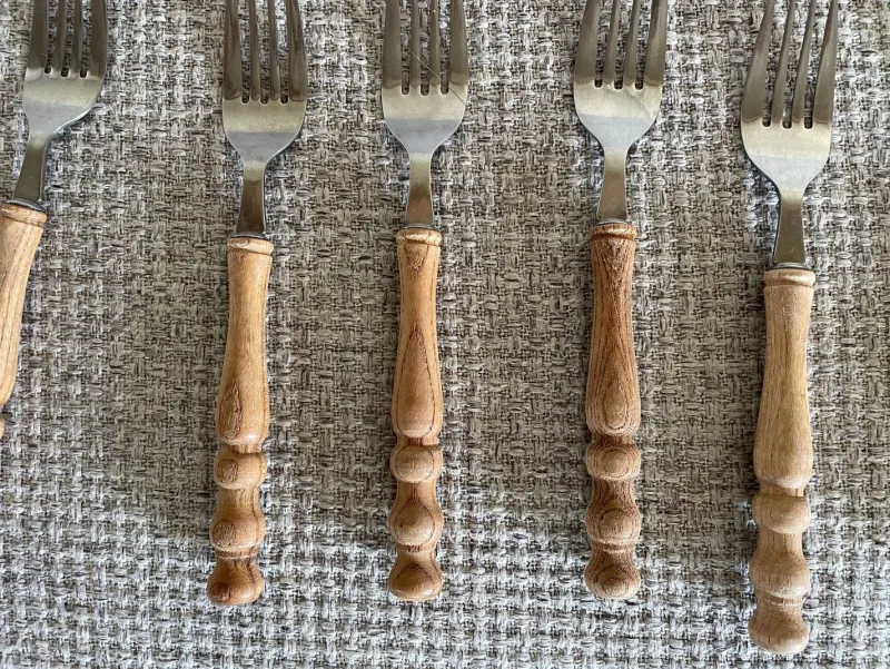 Clearance Pamono Vintage Wooden Cutlery Set, 1970s, Set of 24