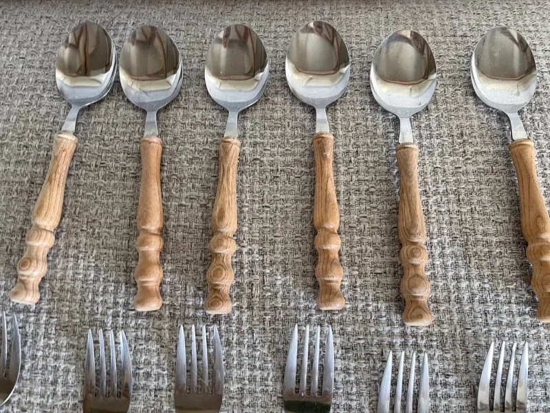Clearance Pamono Vintage Wooden Cutlery Set, 1970s, Set of 24