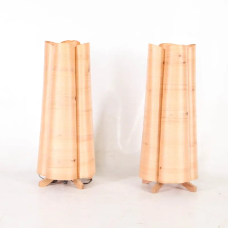 Online Pamono Vintage Wooden Lamps, 1970s, Set of 2