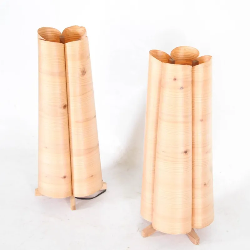 Online Pamono Vintage Wooden Lamps, 1970s, Set of 2