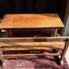 Pamono Vintage Wooden School Desk with Built-in Bench, 1950s> Desks