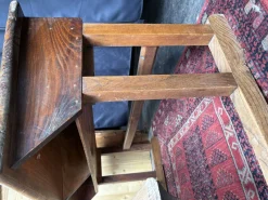 Pamono Vintage Wooden School Desk with Built-in Bench, 1950s><noscript><img width=