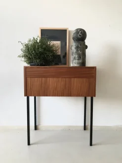 Pamono Vintage Wooden Sewing Machine Cabinet, 1960s> Worktables & Workbenches