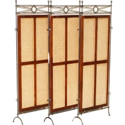 Pamono Vintage Wrought Iron, Bergere & Hardwood Triple Panel Room Divider> Room Dividers & Screens