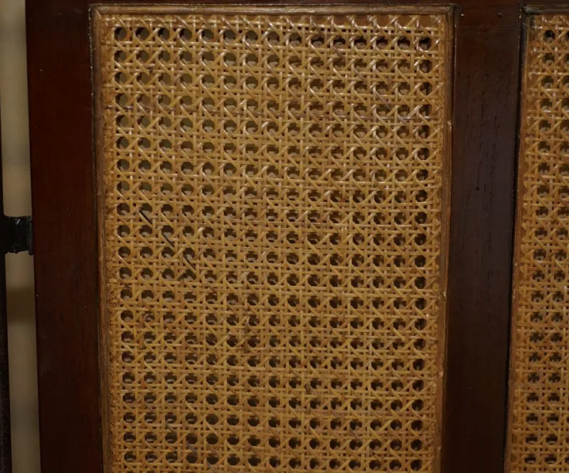 Pamono Vintage Wrought Iron, Bergere & Hardwood Triple Panel Room Divider> Room Dividers & Screens