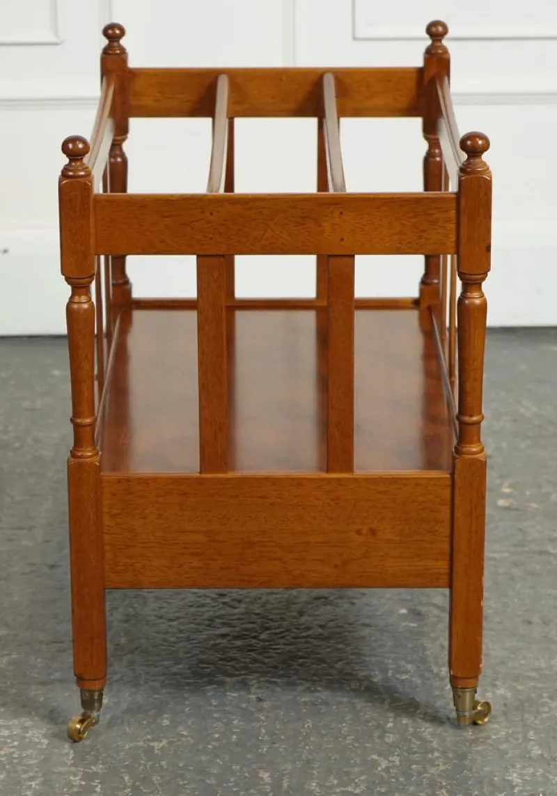 Pamono Vintage Yew Wood Canterbury Newspaper Rack> Magazine Racks
