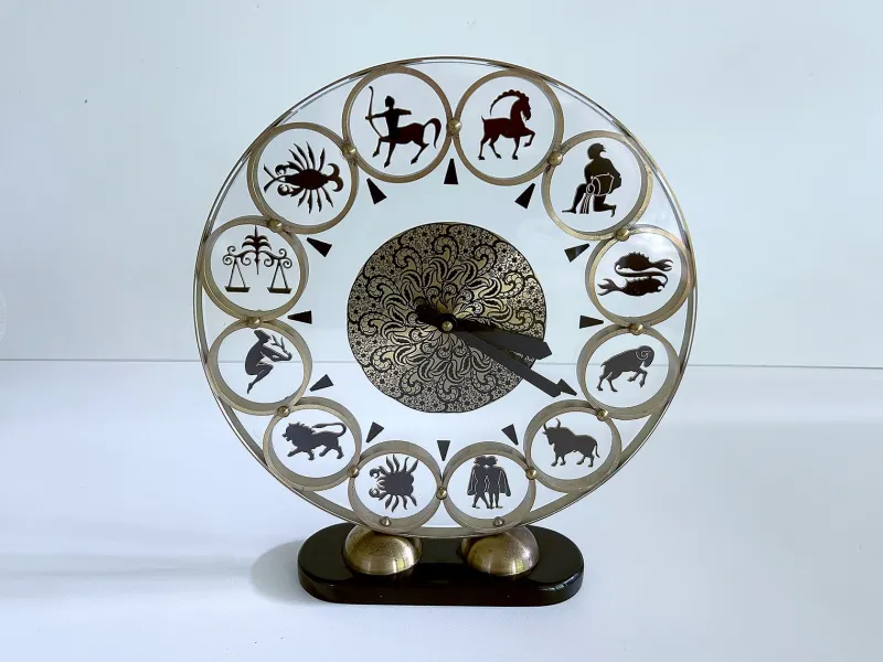Pamono Vintage Zodiac Theme Desktop Clock, 1950s> Clocks