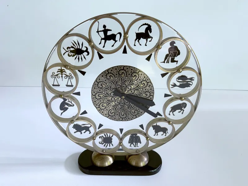 Pamono Vintage Zodiac Theme Desktop Clock, 1950s> Clocks