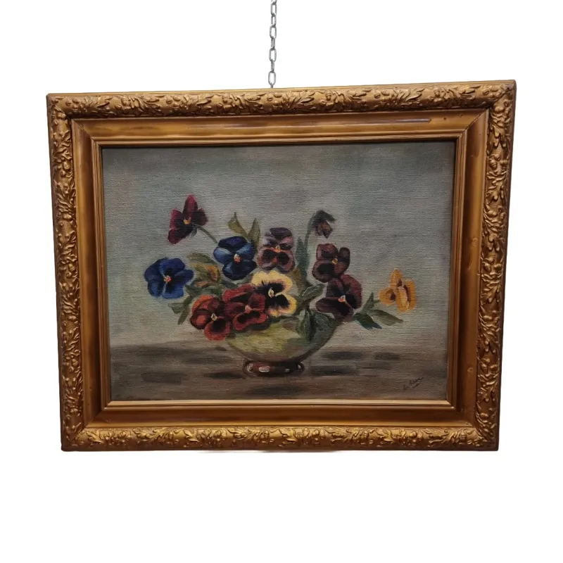 Online Pamono Violets, 1950s-1960s, Oil on Canvas, Framed