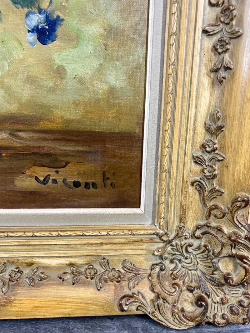 New Pamono Visconti, Floral Still Life, Oil Painting, 1800s