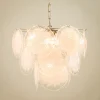 Pamono Vistosi Murano 18 Glass Disc Chandelier Fiocchi Di Neve, Italy, 1970s> Ceiling Lights