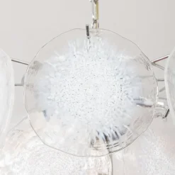 Pamono Vistosi Murano 18 Glass Disc Chandelier Fiocchi Di Neve, Italy, 1970s><noscript><img width=