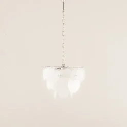 Pamono Vistosi Murano 18 Glass Disc Chandelier Fiocchi Di Neve, Italy, 1970s><noscript><img width=